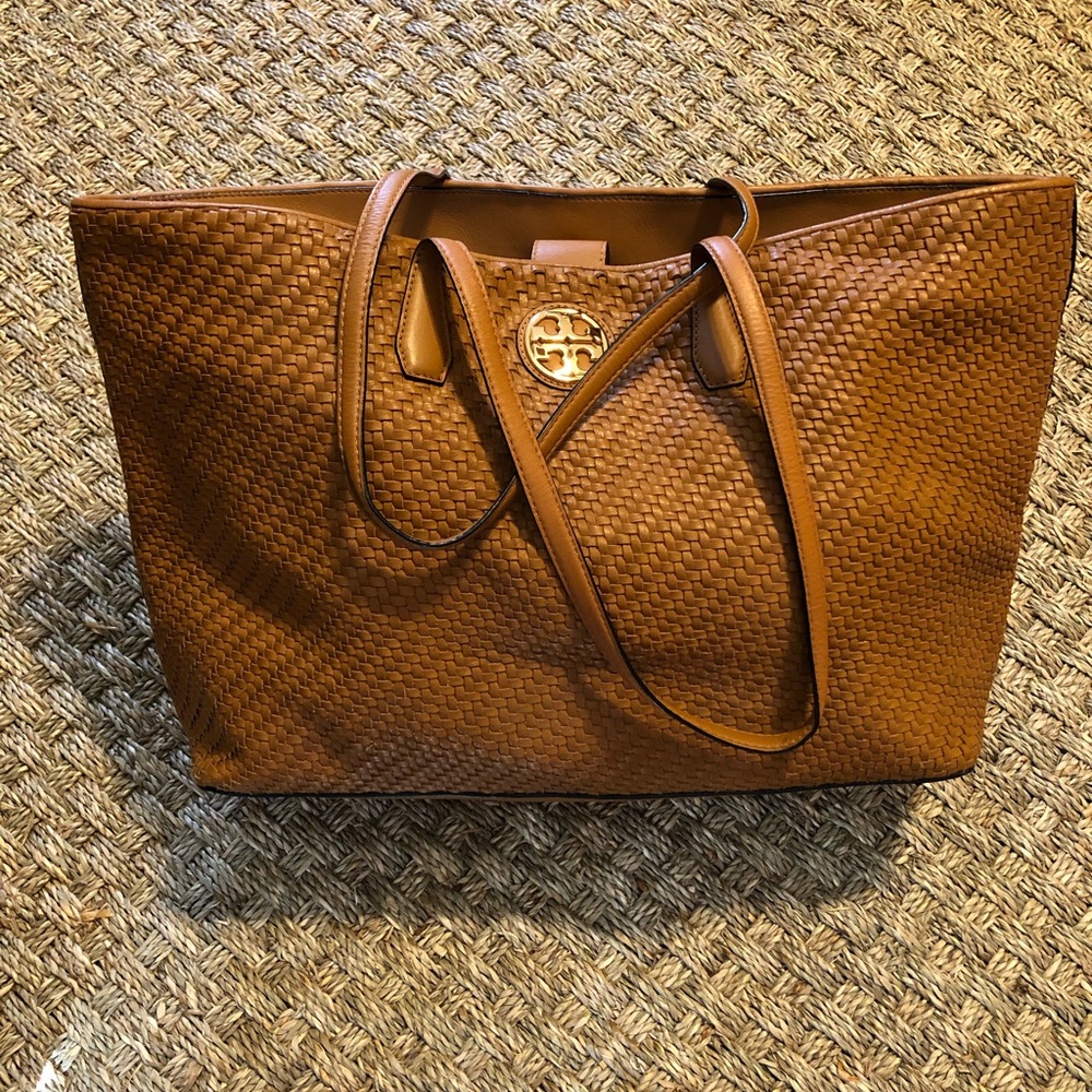 Tory Burch Tan Leather Weave Tote
